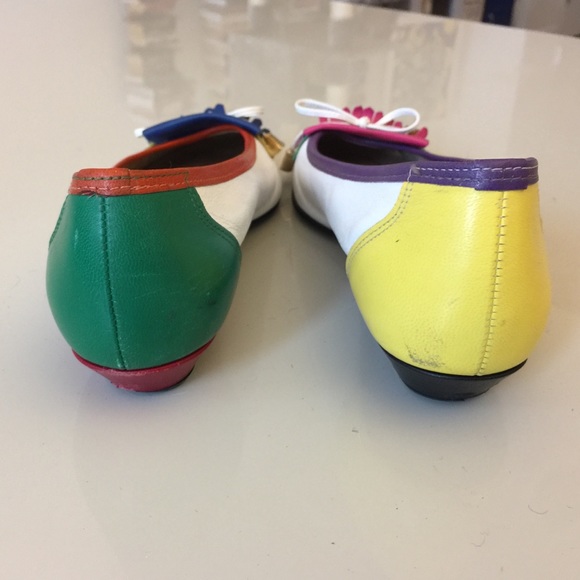 8 leather loafers colorblock bow low block heel - Picture 4 of 8